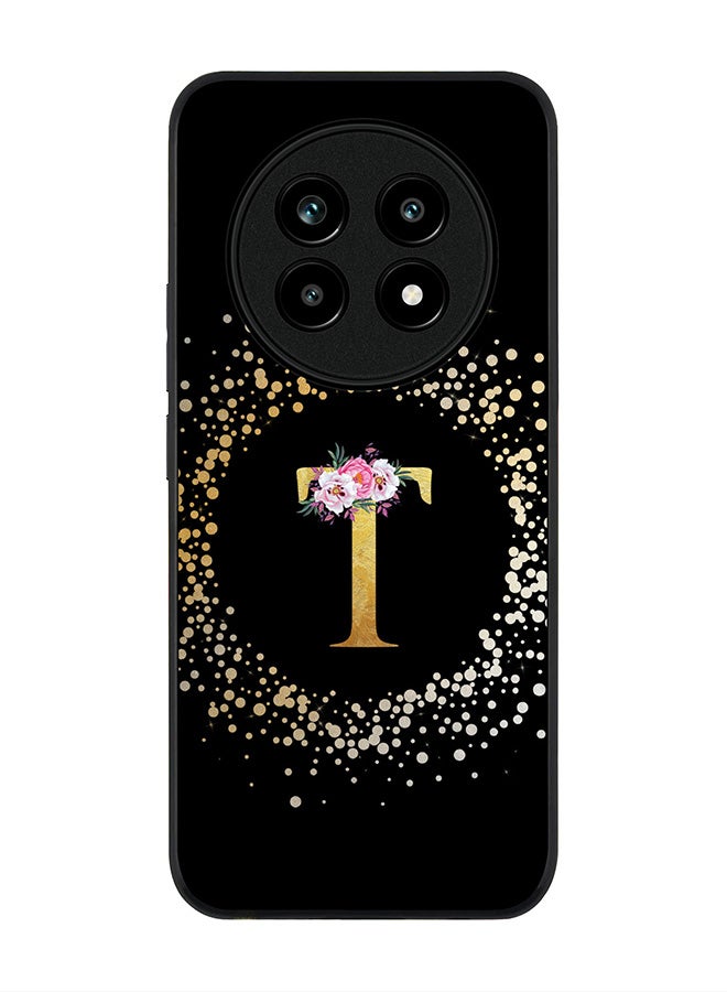 For Realme 13 Pro / 13 Pro+ Case,Slim fit Camera Protection, Shockproof Thin Phone cover  - Custom Monogram Floral - T ( Black )